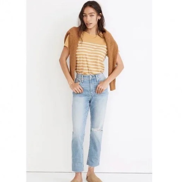 Madewell The Curvy Perfect Vintage Jean Cropped Distressed Size 32 - Picture 1 of 16